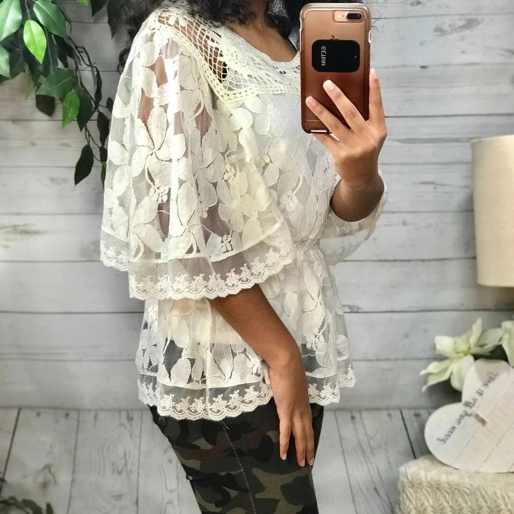 Endless designs cream lace top
